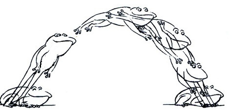 What is the leapfrog technique in the operation of the laser cutting machine?